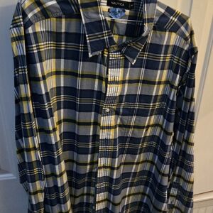 Nautica Men's Casual 3XLT Long Sleece Plaid Shirt, 7